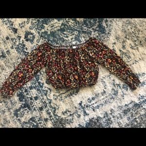 Divided Long Sleeve Crop Top